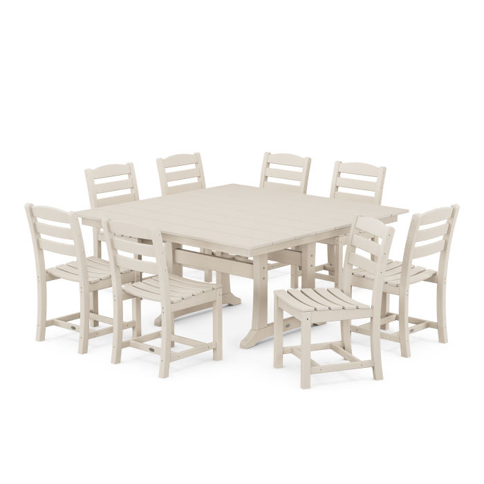 La Casa Café 9-Piece Farmhouse Trestle Dining Set