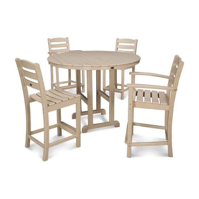 La Casa Café 5-Piece Round Farmhouse Counter Dining Set