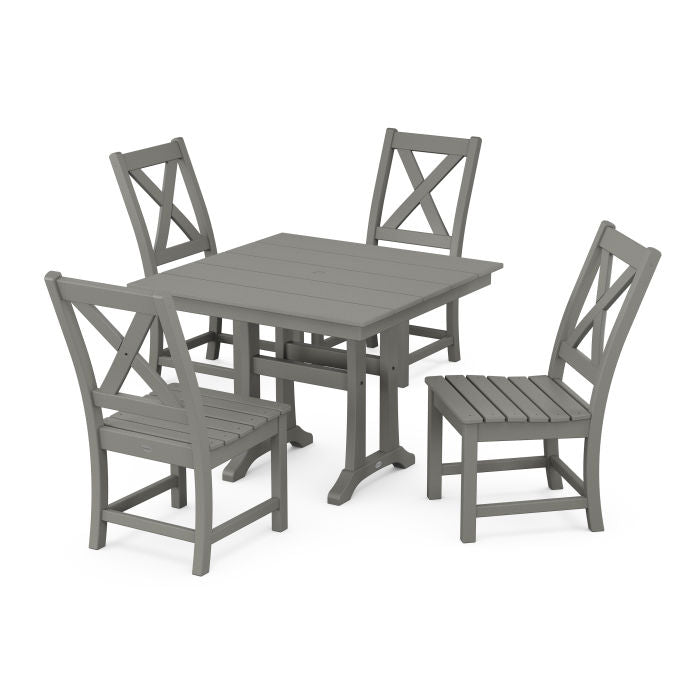 Braxton Side Chair 5-Piece Farmhouse Dining Set With Trestle Legs