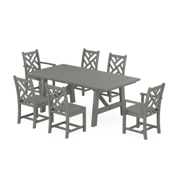 Chippendale 7-Piece Rustic Farmhouse Dining Set