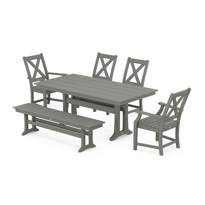 Braxton 6-Piece Farmhouse Dining Set With Trestle Legs