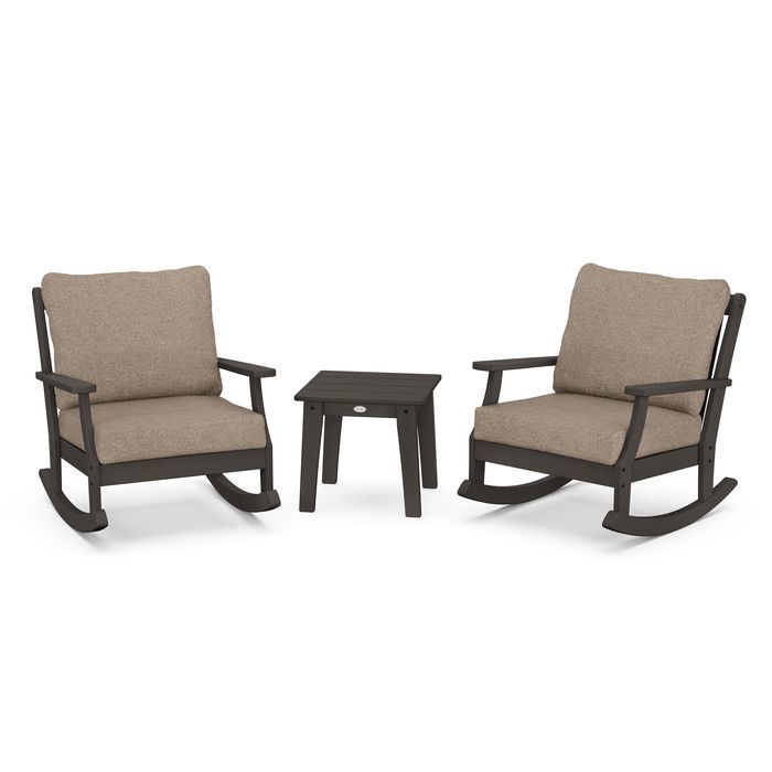 Braxton 3-Piece Deep Seating Rocker Set in Vintage Finish