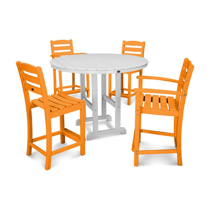 La Casa Café 5-Piece Round Farmhouse Counter Dining Set