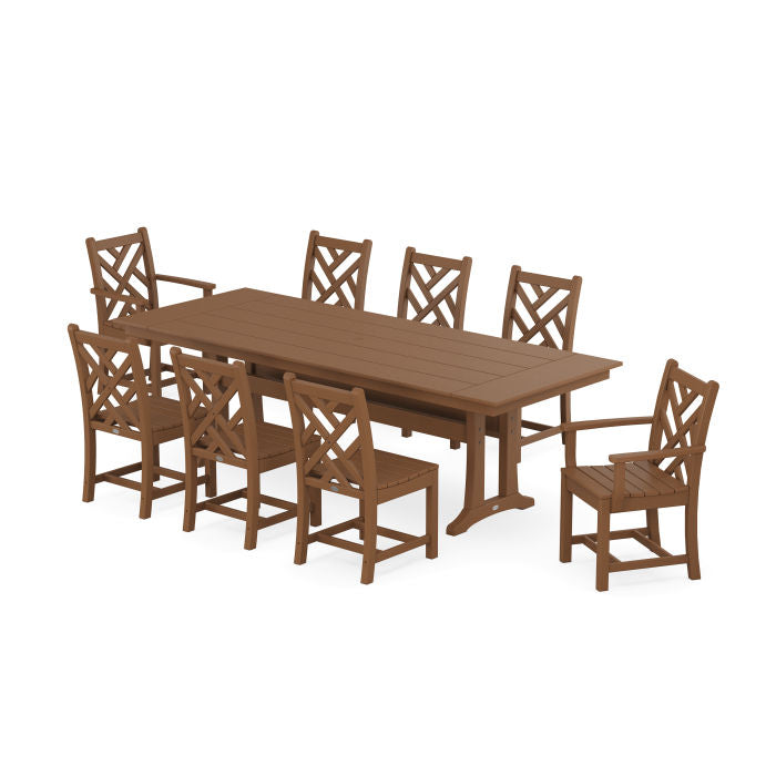Chippendale 9-Piece Farmhouse Dining Set with Trestle Legs