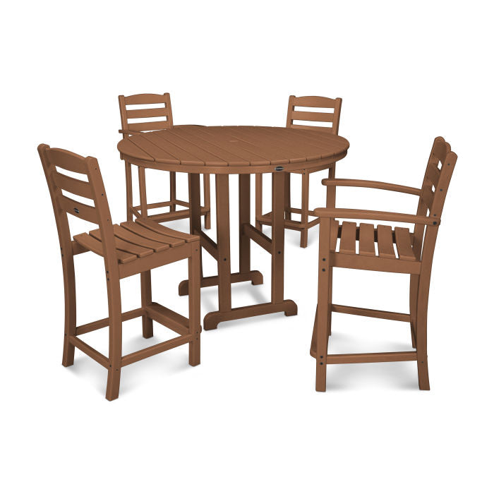 La Casa Café 5-Piece Round Farmhouse Counter Dining Set