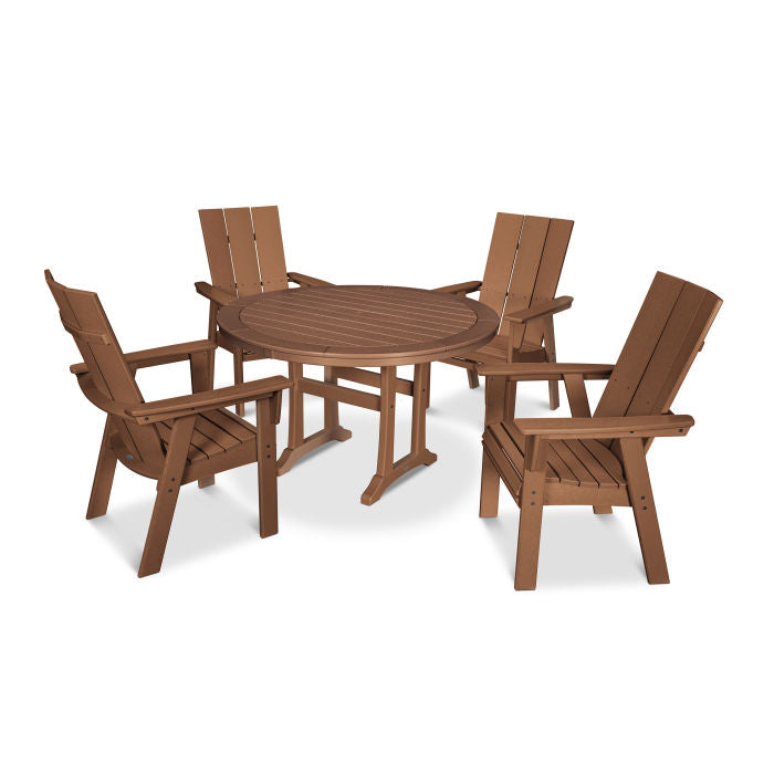 Modern Curveback Adirondack 5-Piece Nautical Trestle Dining Set