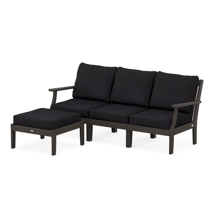 Braxton Modular 4-Piece Deep Seating Set with Ottoman in Vintage Finish