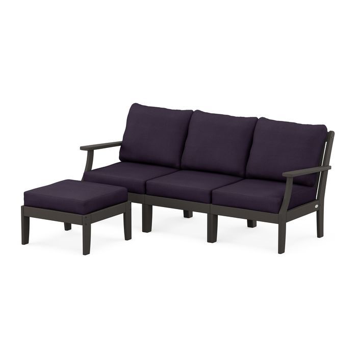 Braxton Modular 4-Piece Deep Seating Set with Ottoman in Vintage Finish