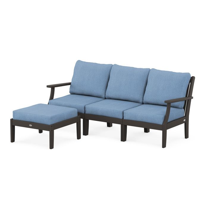 Braxton Modular 4-Piece Deep Seating Set with Ottoman in Vintage Finish