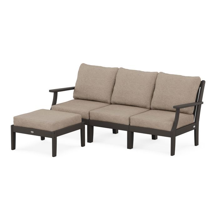 Braxton Modular 4-Piece Deep Seating Set with Ottoman in Vintage Finish