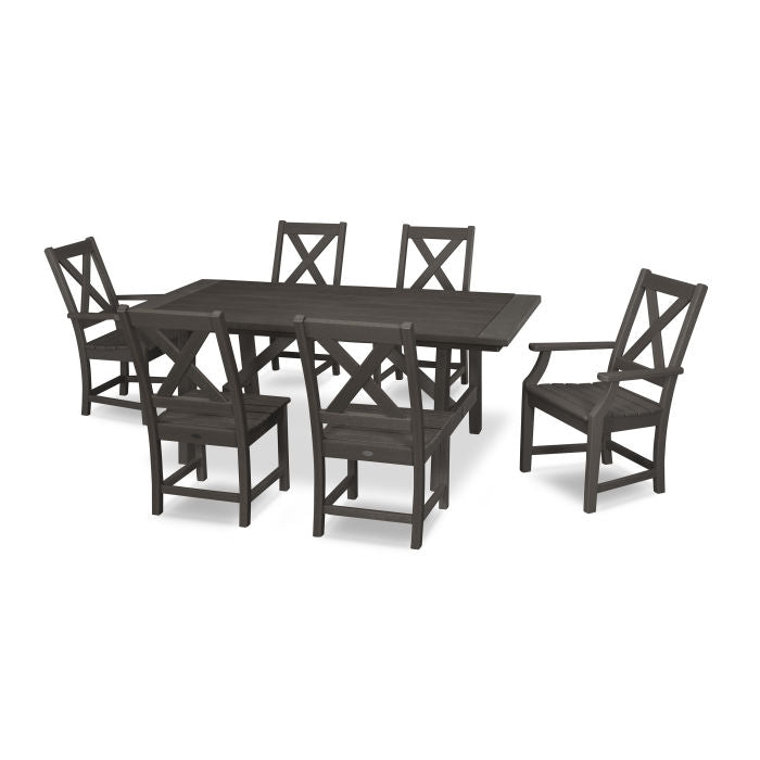 Braxton 7-Piece Rustic Farmhouse Dining Set in Vintage Finish