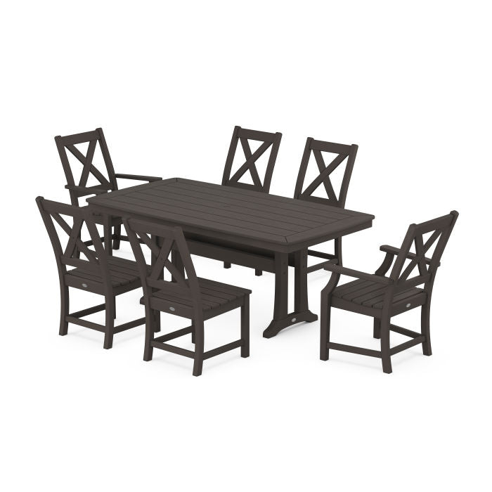 Braxton 7-Piece Dining Set with Trestle Legs in Vintage Finish