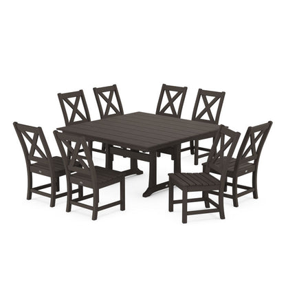 Braxton Side Chair 9-Piece Farmhouse Dining Set in Vintage Finish