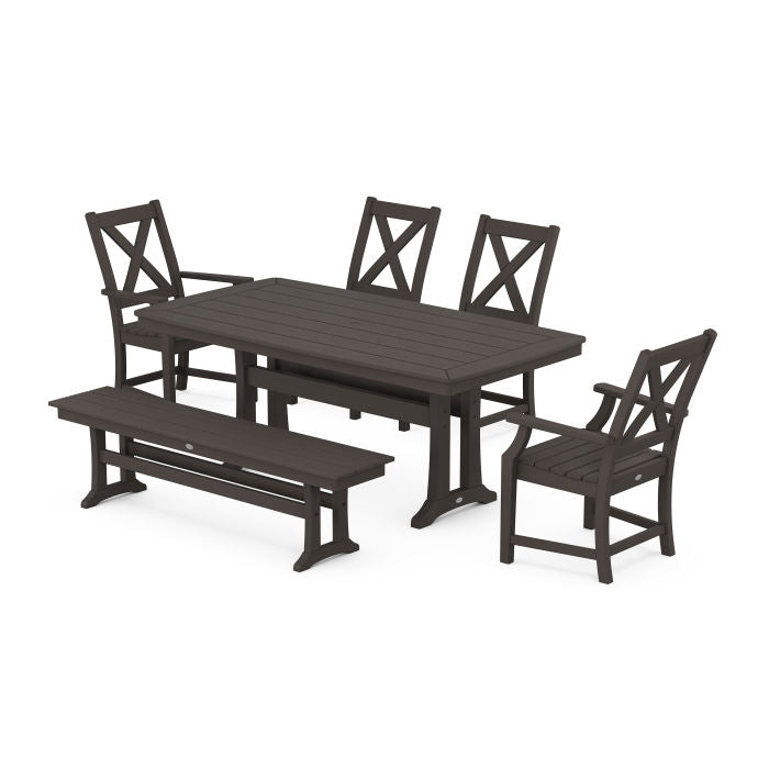 Braxton 6-Piece Dining Set with Trestle Legs in Vintage Finish