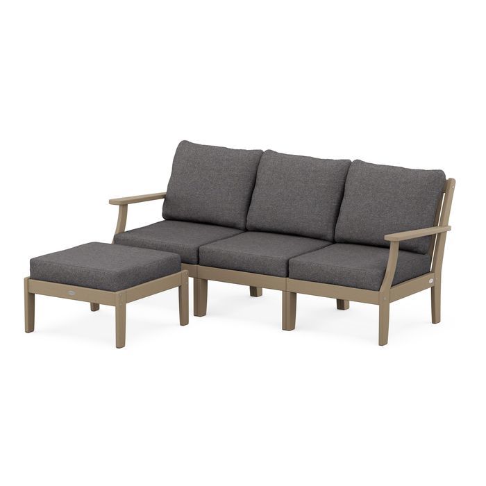 Braxton Modular 4-Piece Deep Seating Set with Ottoman in Vintage Finish