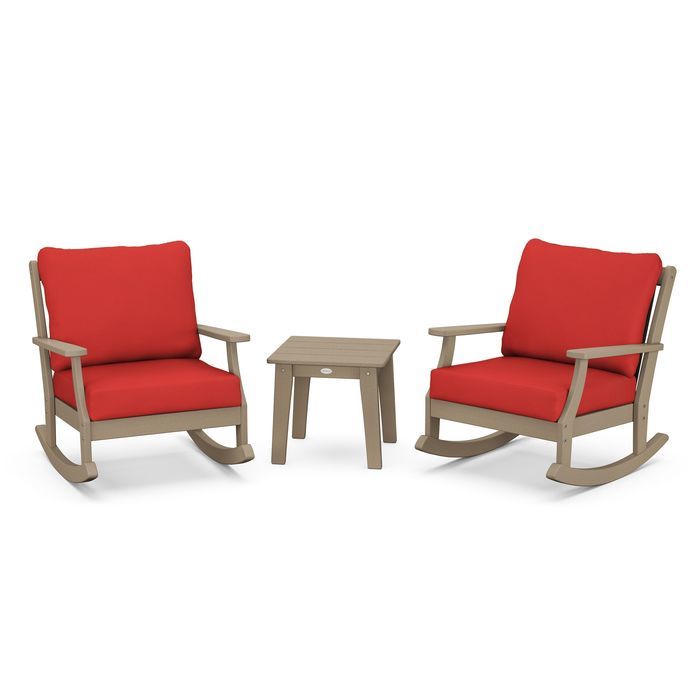 Braxton 3-Piece Deep Seating Rocker Set in Vintage Finish