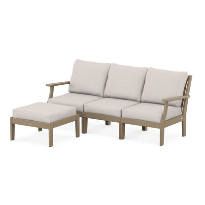 Braxton Modular 4-Piece Deep Seating Set with Ottoman in Vintage Finish