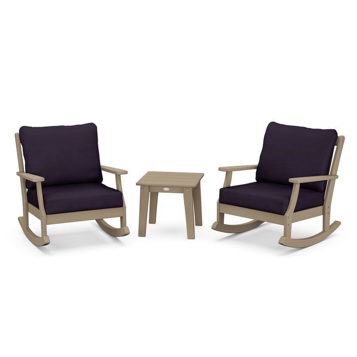 Braxton 3-Piece Deep Seating Rocker Set in Vintage Finish