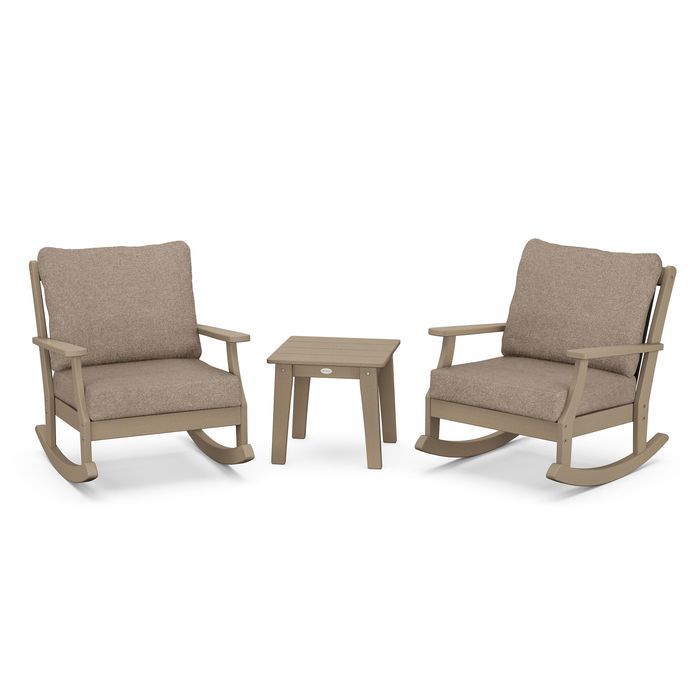 Braxton 3-Piece Deep Seating Rocker Set in Vintage Finish