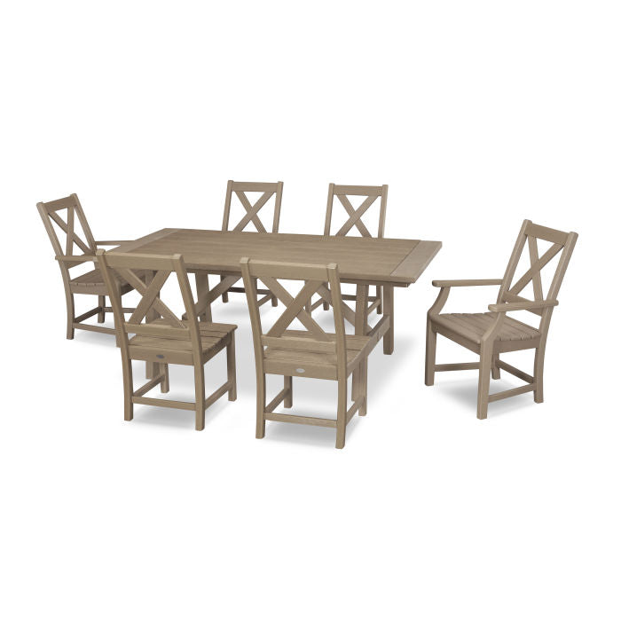 Braxton 7-Piece Rustic Farmhouse Dining Set in Vintage Finish