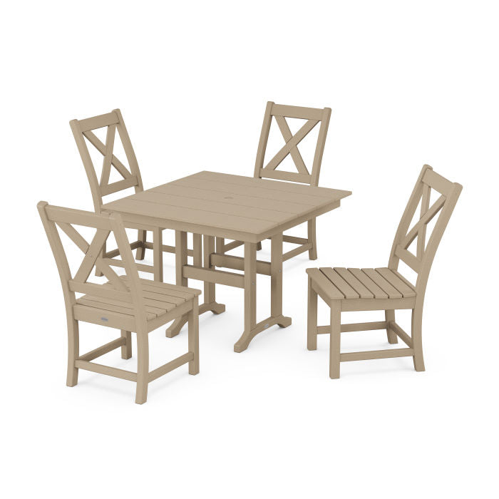 Braxton Side Chair 5-Piece Farmhouse Dining Set in Vintage Finish