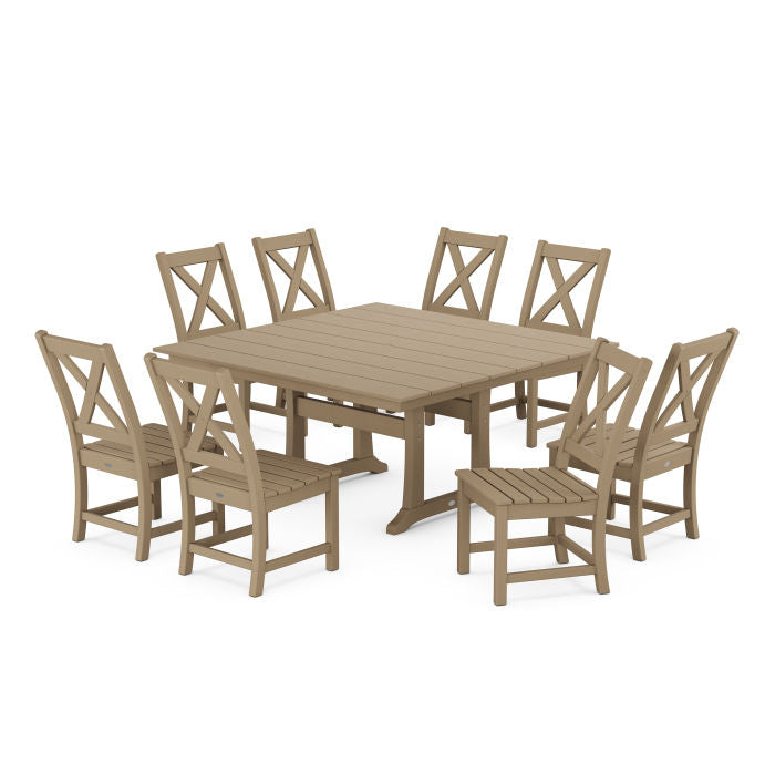 Braxton Side Chair 9-Piece Farmhouse Dining Set in Vintage Finish