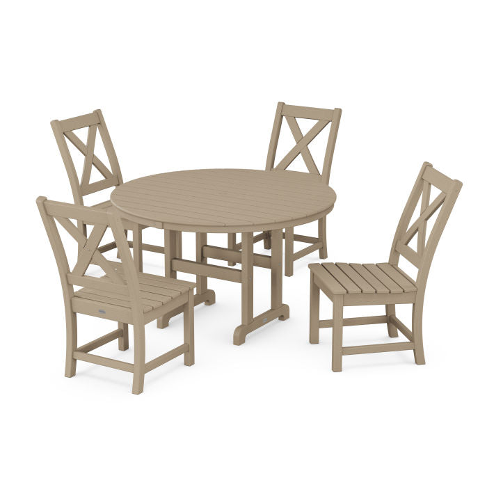Braxton Side Chair 5-Piece Round Dining Set in Vintage Finish