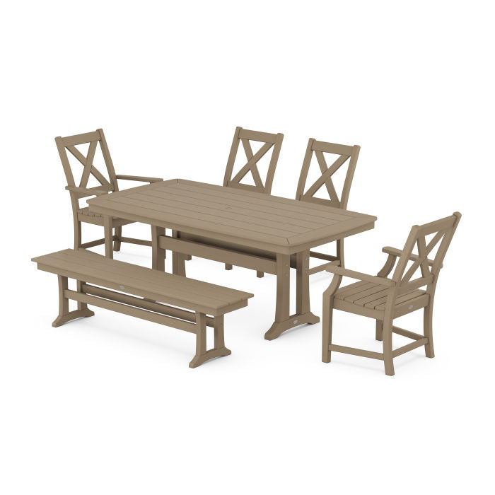 Braxton 6-Piece Dining Set with Trestle Legs in Vintage Finish