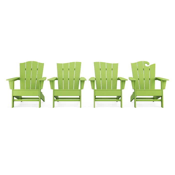 Wave Collection 4-Piece Adirondack Chair Set