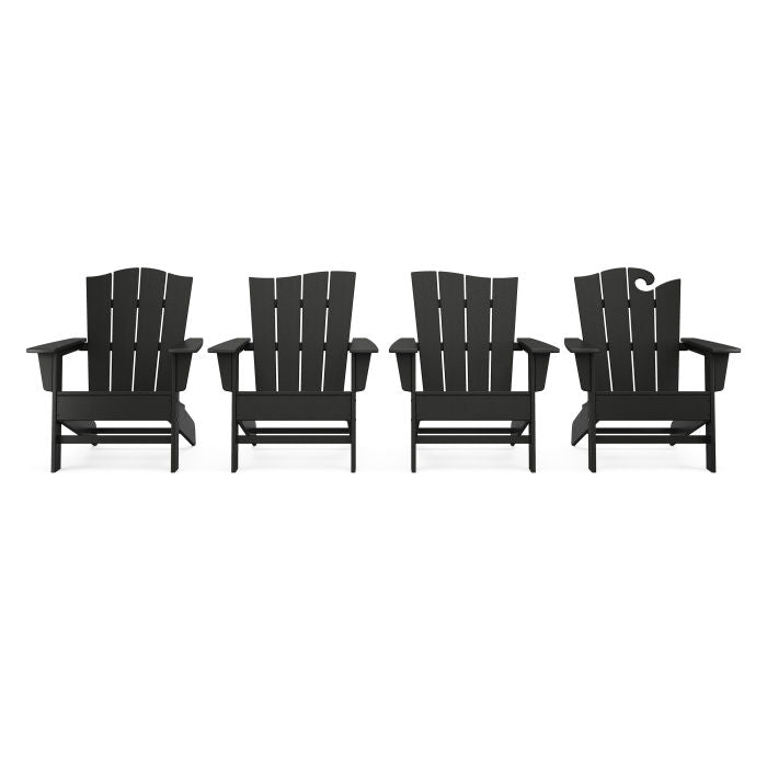 Wave Collection 4-Piece Adirondack Chair Set