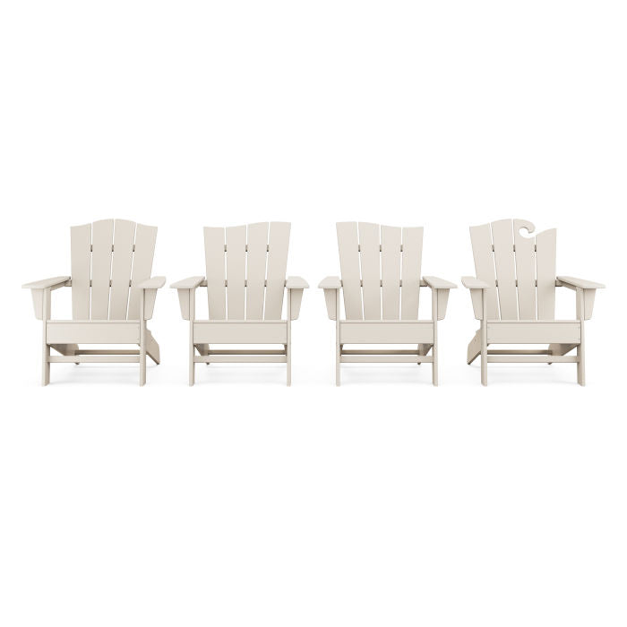 Wave Collection 4-Piece Adirondack Chair Set