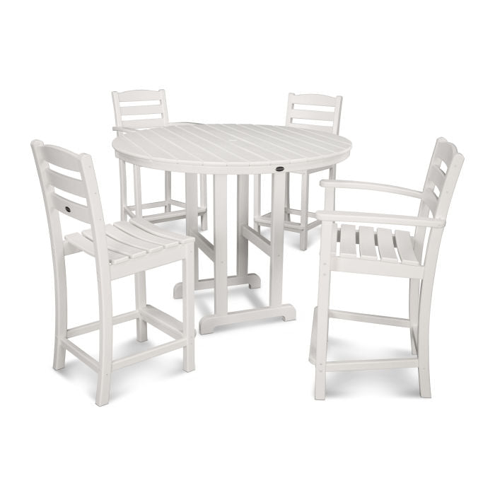 La Casa Café 5-Piece Round Farmhouse Counter Dining Set