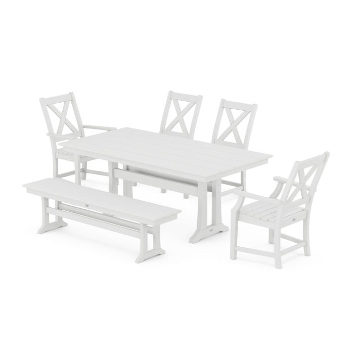 Braxton 6-Piece Farmhouse Dining Set With Trestle Legs