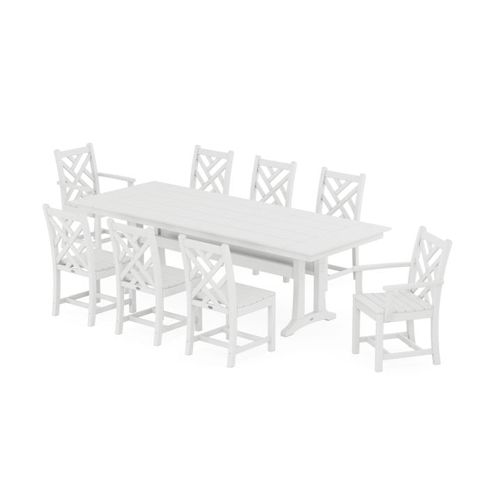 Chippendale 9-Piece Farmhouse Dining Set with Trestle Legs