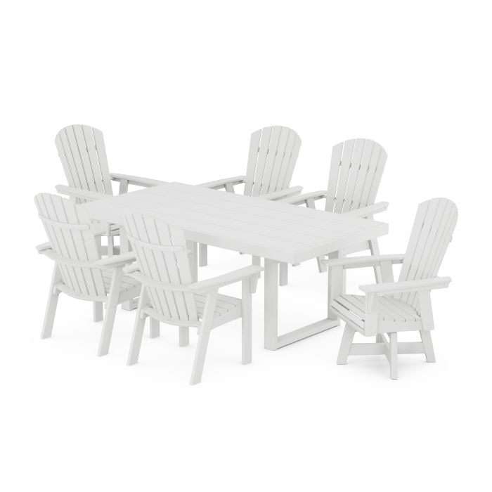 Nautical Curveback Adirondack Swivel Chair 7-Piece Dining Set