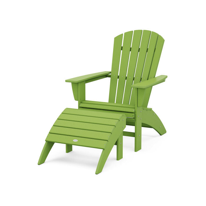 Nautical Curveback Adirondack Chair 2-Piece Set with Ottoman