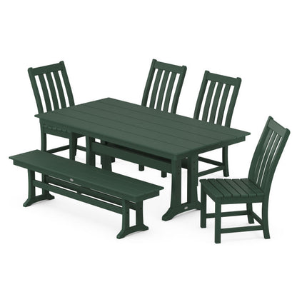 Vineyard Side Chair 6-Piece Farmhouse Dining Set with Trestle Legs and Bench