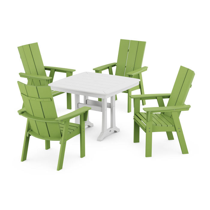 Modern Adirondack 5-Piece Dining Set with Trestle Legs