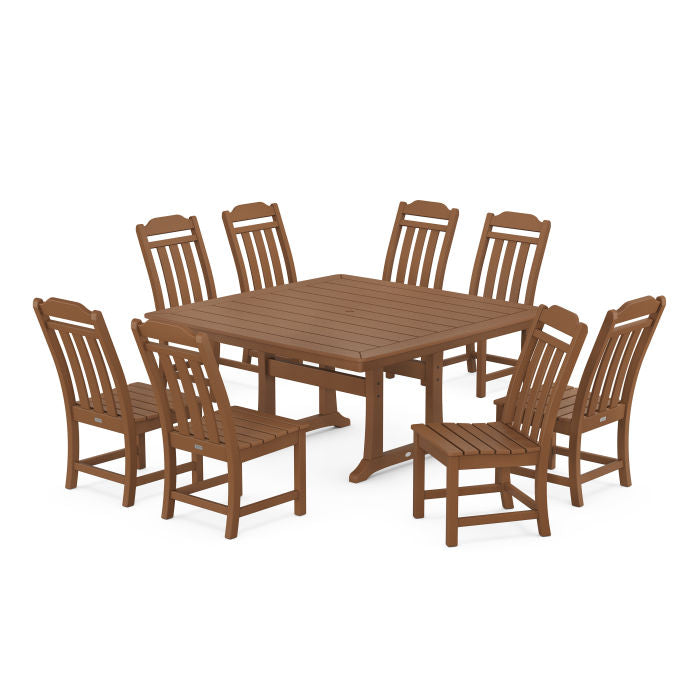 Country Living 9-Piece Square Side Chair Dining Set with Trestle Legs