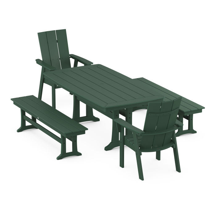 Modern Adirondack 5-Piece Dining Set with Trestle Legs