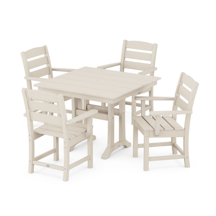 Lakeside 5-Piece Farmhouse Trestle Arm Chair Dining Set