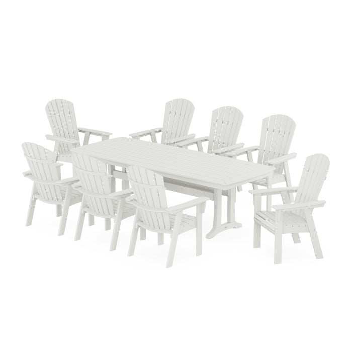 Nautical Curveback Adirondack 9-Piece Dining Set with Trestle Legs in Vintage Finish