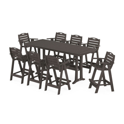 Nautical 9-Piece Bar Set with Trestle Legs in Vintage Finish