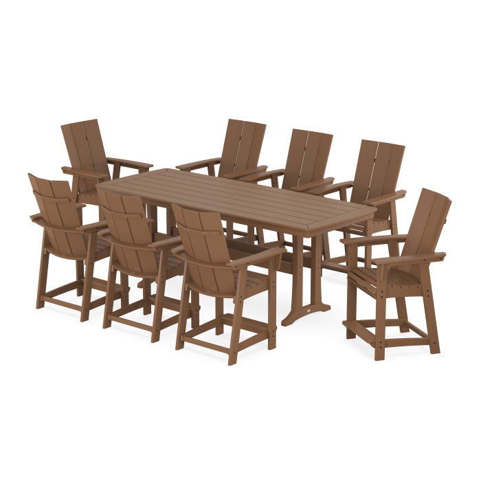 Modern Curveback Adirondack 9-Piece Counter Set with Trestle Legs