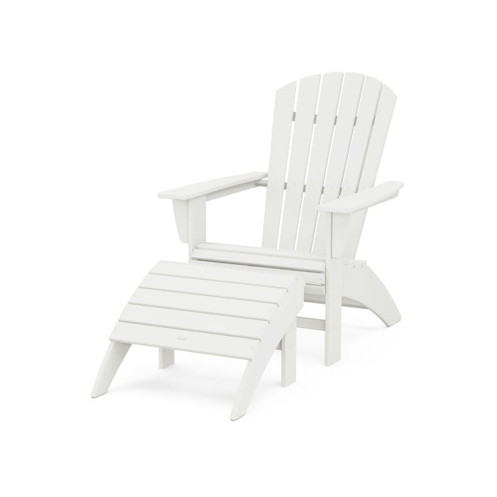 Nautical Curveback Adirondack Chair 2-Piece Set with Ottoman in Vintage Finish