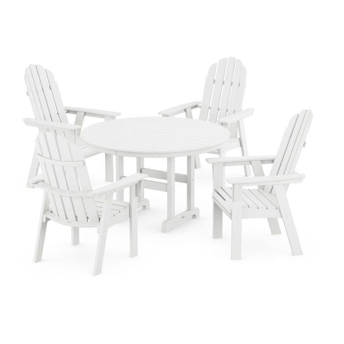 Vineyard Curveback Adirondack 5-Piece Round Farmhouse Dining Set