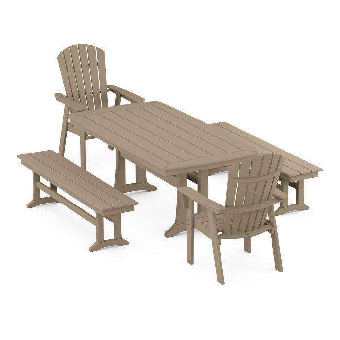 Nautical Adirondack 5-Piece Dining Set with Trestle Legs in Vintage Finish