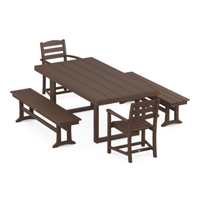 La Casa Café 5-Piece Dining Set with Benches