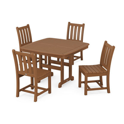 Traditional Garden Side Chair 5-Piece Dining Set with Trestle Legs