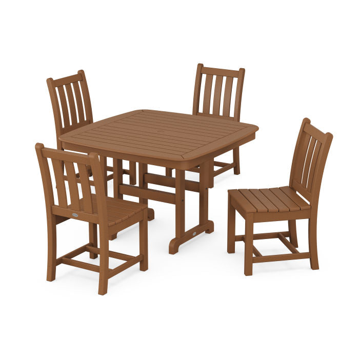 Traditional Garden Side Chair 5-Piece Dining Set with Trestle Legs